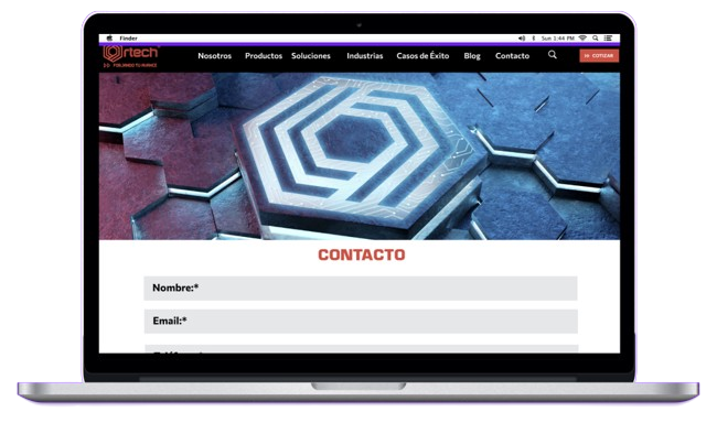 Ejemplo de portafolio de desarrollo web desarrollado por Innomobs de tienda online b2b Ortech para contactar a la empresa.