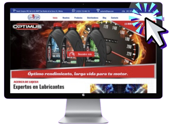 Ejemplo de portafolio de desarrollo web desarrollado por Innomobs de tienda online LIQUESA con su banner promocional para vender lubricantes industriales.