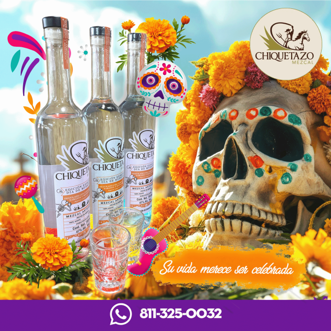 Ejemplo de otro post realizado para marca de mezcal Chiquetazo y promocionar su versión especial de Día de Muertos.