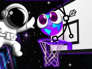 Se muestra a un astronauta anotando una canasta como metáfora ganadora de un diseño de páginas web profesional.